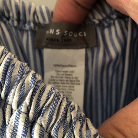 Sans Souci Stripe Off The Shoulder Maxi Dress Size M Blue/white Gently Used - Picture 4 of 5